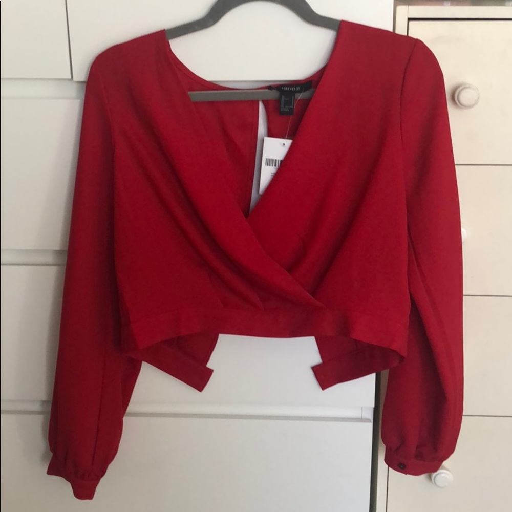 Red crop top.
